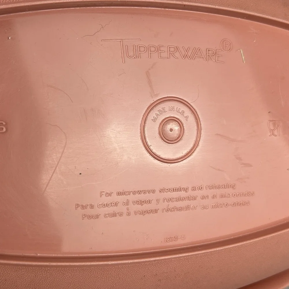 Tupperware Microwave Steamer Set 1273-5 Pink 6 Cup 1.4L 3 Piece Vintage USA